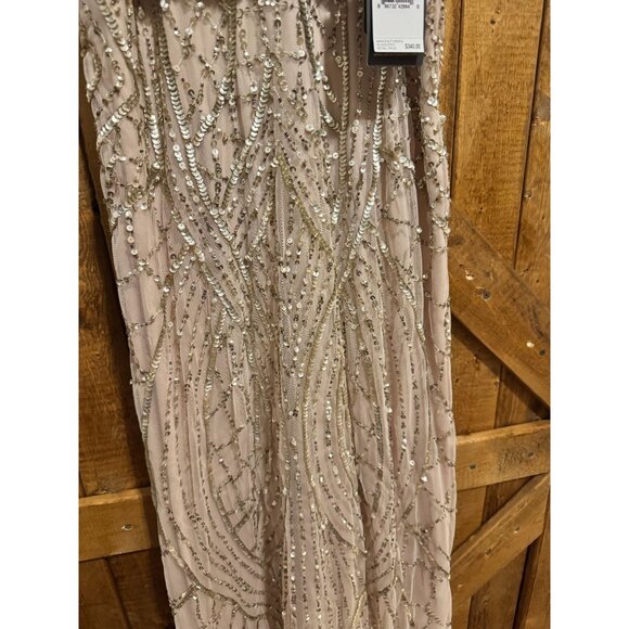 NWT Adrianna Papell Halter Fully Beaded Blouson Gown Formal Dress Size 8 Pink - Picture 8 of 8